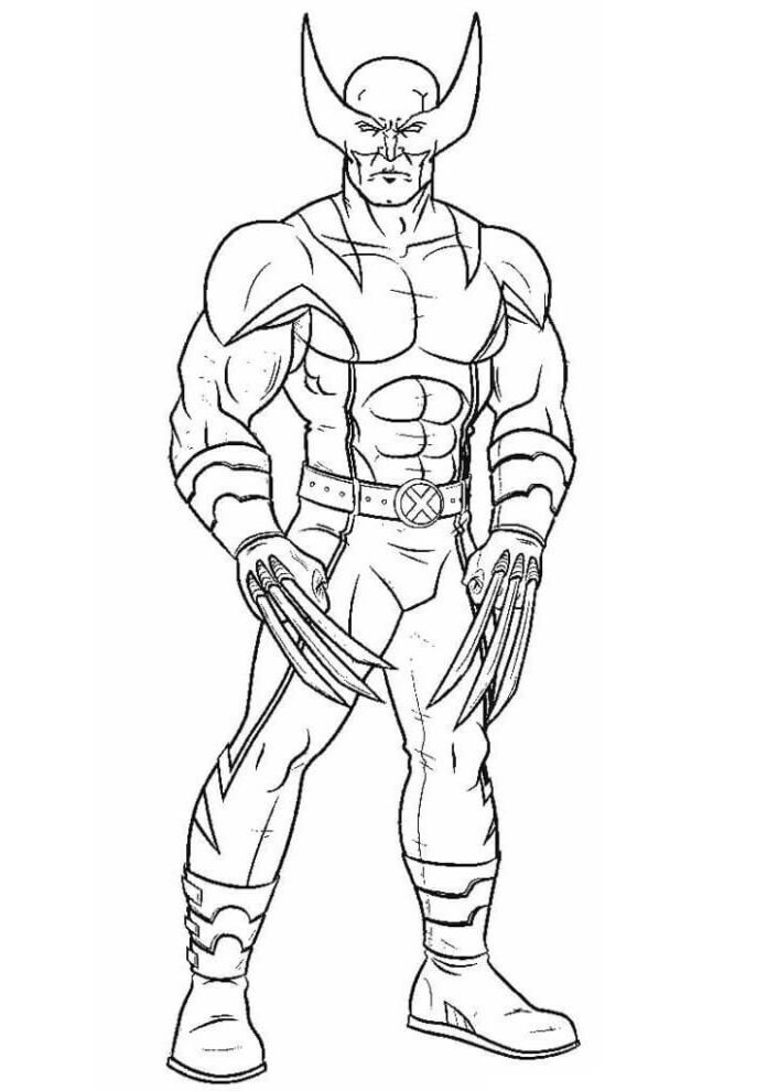 Wolverine coloring book with mask and claws