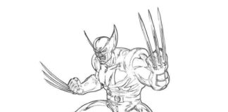 Desenho animado Wolverine livro de colorir