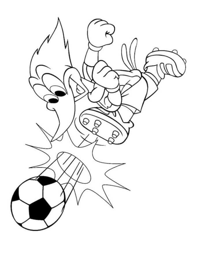 Woody Woodpecker malebog fodboldspil