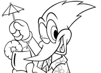 Woody Woodpecker coloring book on the beach