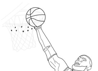 Livre à colorier Lebron James sur le basket-ball