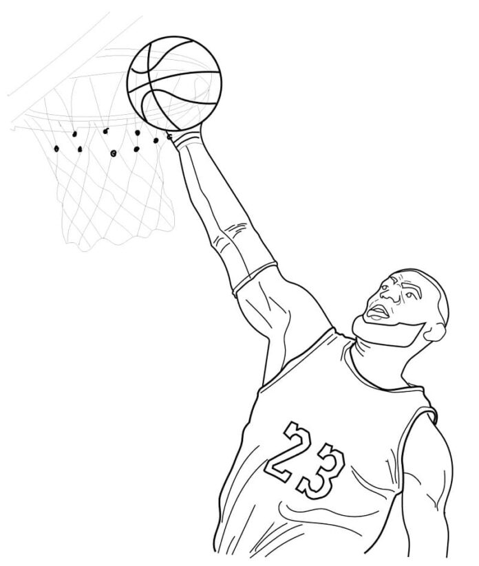 Livre à colorier Lebron James sur le basket-ball