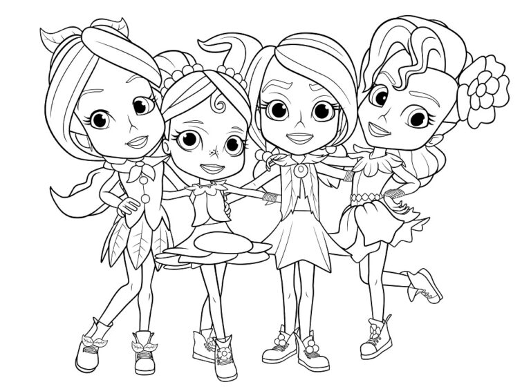 Coloring book All the Rainbow Rangers girls to print and online