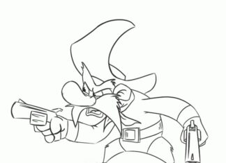 Yosemite coloring book Sam shoots a gun
