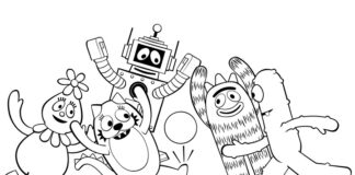 Libro para colorear de personajes de cuentos Yo Gabba Gabba