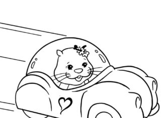 Libro para colorear de las mascotas Zhu Zhu en el coche