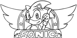 Sonic värityskirja logolla painatusta varten