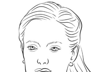 Coloring page Angelina Jolie on the set of a movie