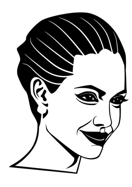 Livre de coloriage Angelina Jolie avec cheveux courts à imprimer pour les filles