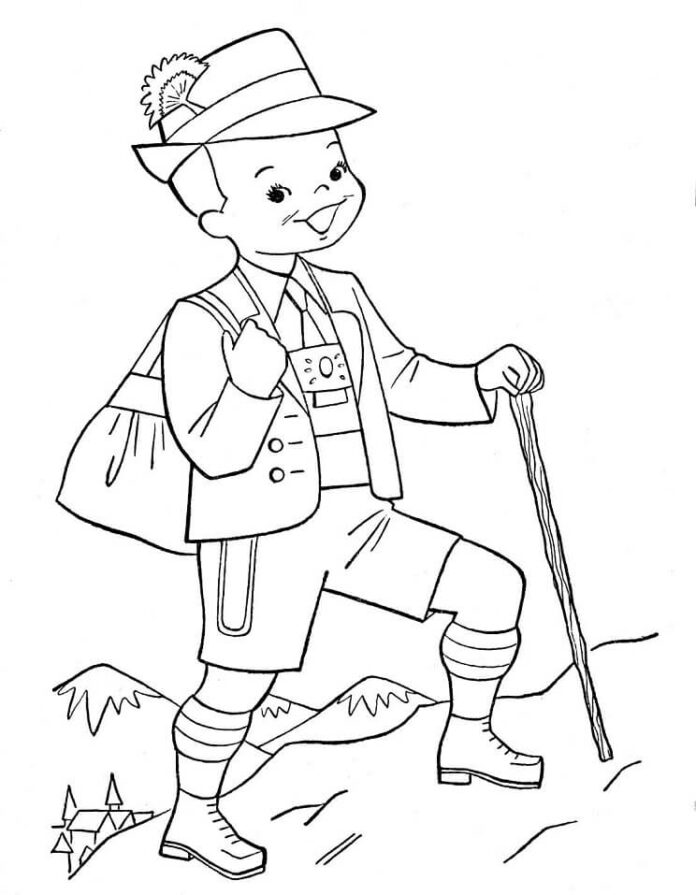 Coloring page Austrian traveler