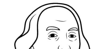Page à colorier Benjamin Franklin expression sérieuse