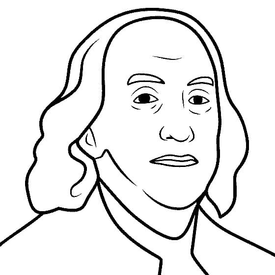 Väritys sivu Benjamin Franklin vakava ilmaisu