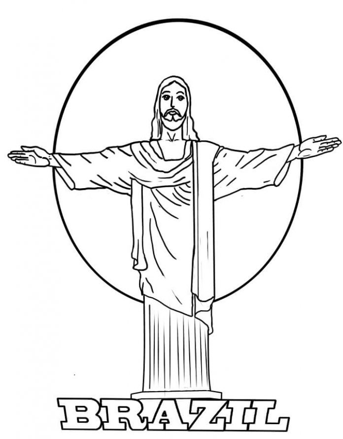 feuille à colorier Jésus-Christ à Rio