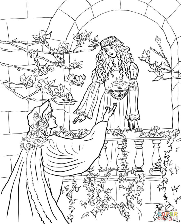 Livro colorido Romeu e Julieta apertam as mãos