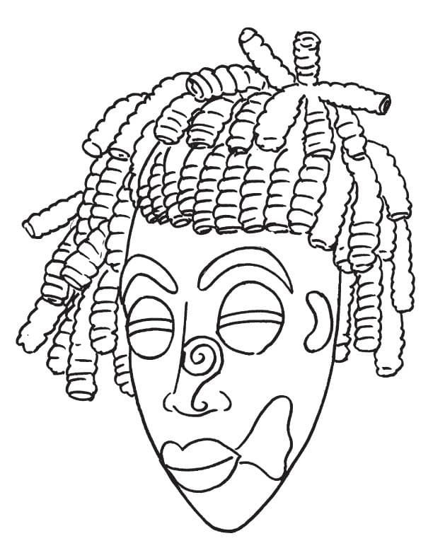 Afrikanskt huvud med dreadlocks som kan skrivas ut och färgläggas