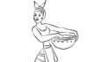 coloring page African woman with a bowl