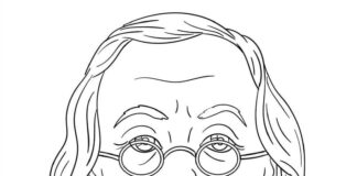 Printable coloring book of American genius with glasses