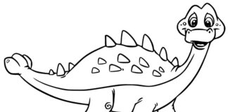 coloriage d'un ankylosaurus avec tête exposée
