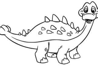 omalovánky ankylosaura s hlavou na displeji
