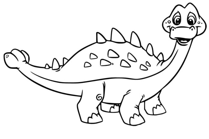 Coloring book ankylosaurus with head on display