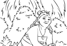 A coloring book of the grandmother from the fairy tale Moana for children