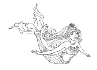 coloring book barbie swims printable for kids