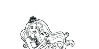 Printable coloring book barbie makes a braid