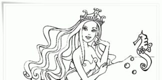 Barbie mermaid printable water colouring book for girls