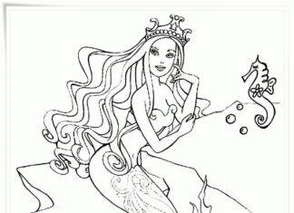 livro de colorir a sereia barbie na água imprimível para meninas