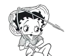 Färgbok att skriva ut Betty Boop fiske