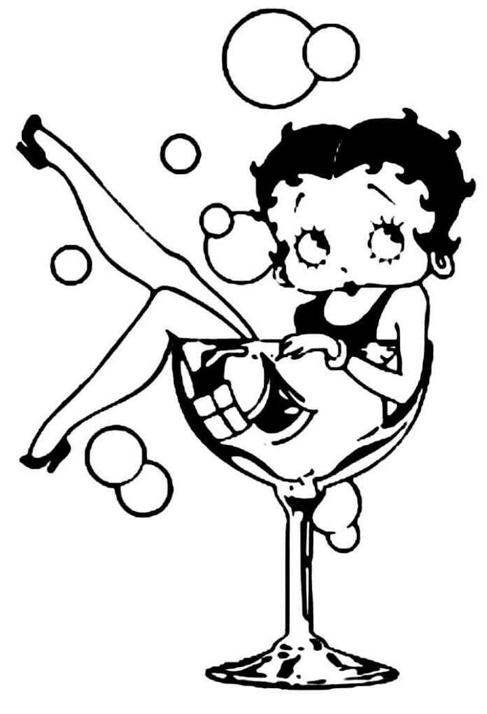 coloring book betty boop in a wine glass printable for girls