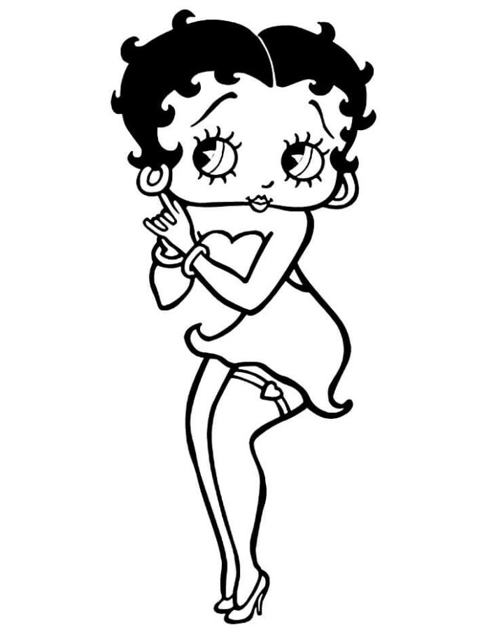 coloring page betty boop in skirt