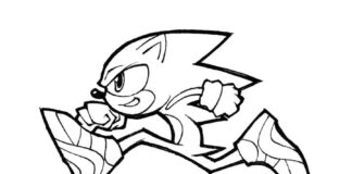 coloring page running sonic