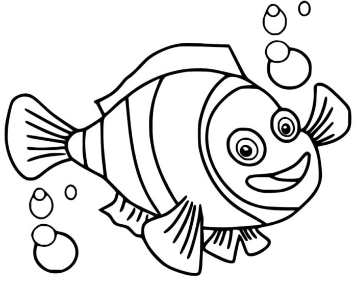 feuille de coloriage poisson-clown poisson ondulant