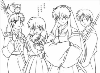 coloring page of inuyasha characters