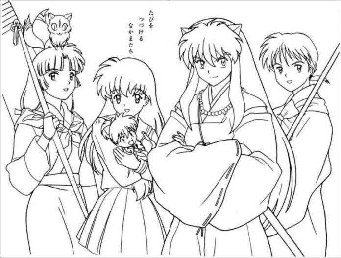 coloring page of inuyasha characters