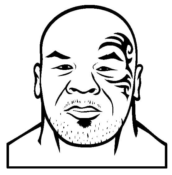 Page à colorier du boxeur avec tatouage du visage Mike Tyson
