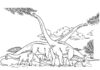 Printable coloring book Brachiosaurs eat leaves