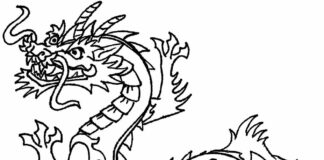 hoja para colorear dragón chino del cuento dod ruku