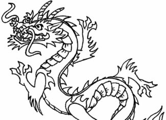 folha colorida dragão chinês do conto de fadas dod ruku