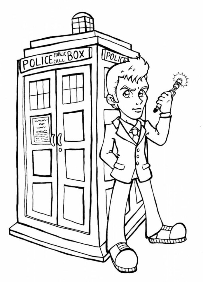 libro para colorear del niño de los dibujos animados de Doctor Who