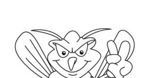Coloring page cunning insect sticks out his hand