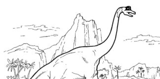 coloring book dinosaur roaming the land