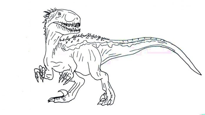 Coloring book predatory dinosaur with claws