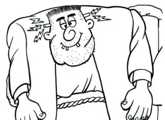 coloring page large frankenstein cartoon character