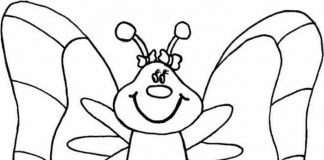 coloring page of a large butterfly gliding