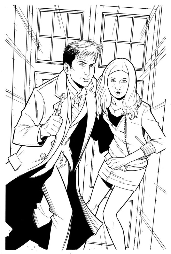 Coloring page two podts from the Doctor Who cartoon
