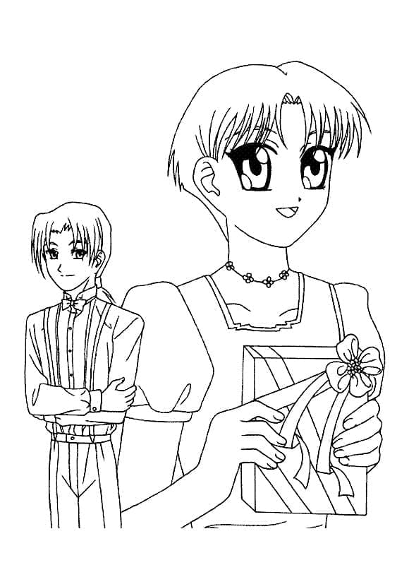 Coloring book of two characters from the fairy tale Tokyo Mew Mew