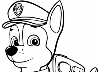 Page à colorier imprimable du brave Chase Paw patrol pour les enfants