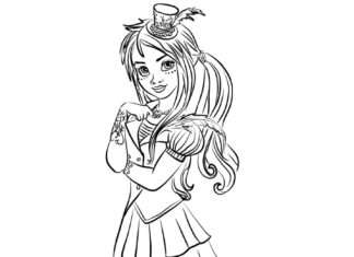 Coloring page of girl in pantsuit from descendants fairy tale